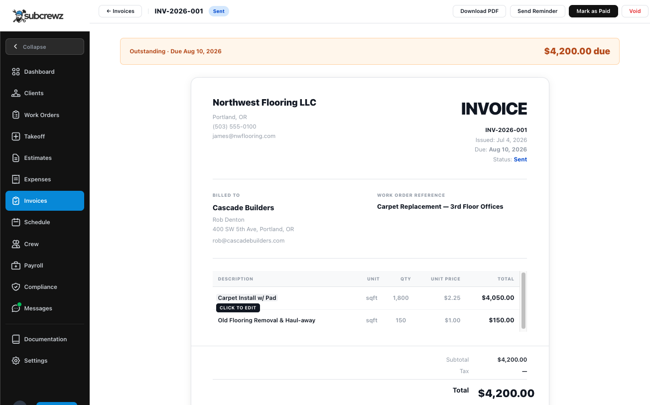 Invoice creation